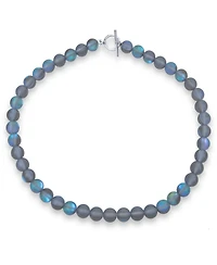 Bling Jewelry Plain Simple Changing Transcalent Created Synthetic Moonstone Round 10MM Bead Strand Necklace Silver Plated Clasp