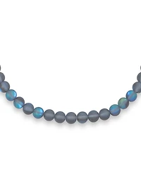 Bling Jewelry Plain Simple Changing Transcalent Created Synthetic Moonstone Round 10MM Bead Strand Necklace Silver Plated Clasp