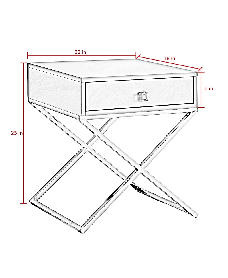 Inspired Home Laila Mdf Lacquer-Finish X-Metal Leg Side Table