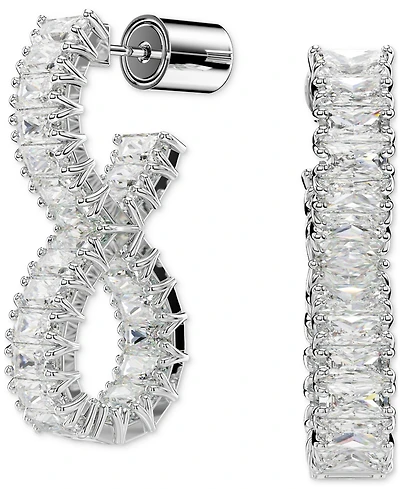 Swarovski Rhodium-Plated Baguette Crystal Infinity Drop Earrings