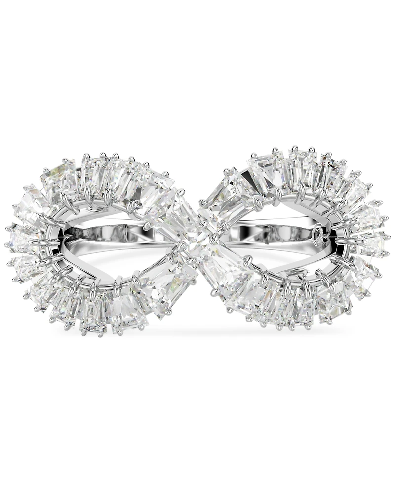 Swarovski Rhodium-Plated Baguette Crystal Infinity Statement Ring
