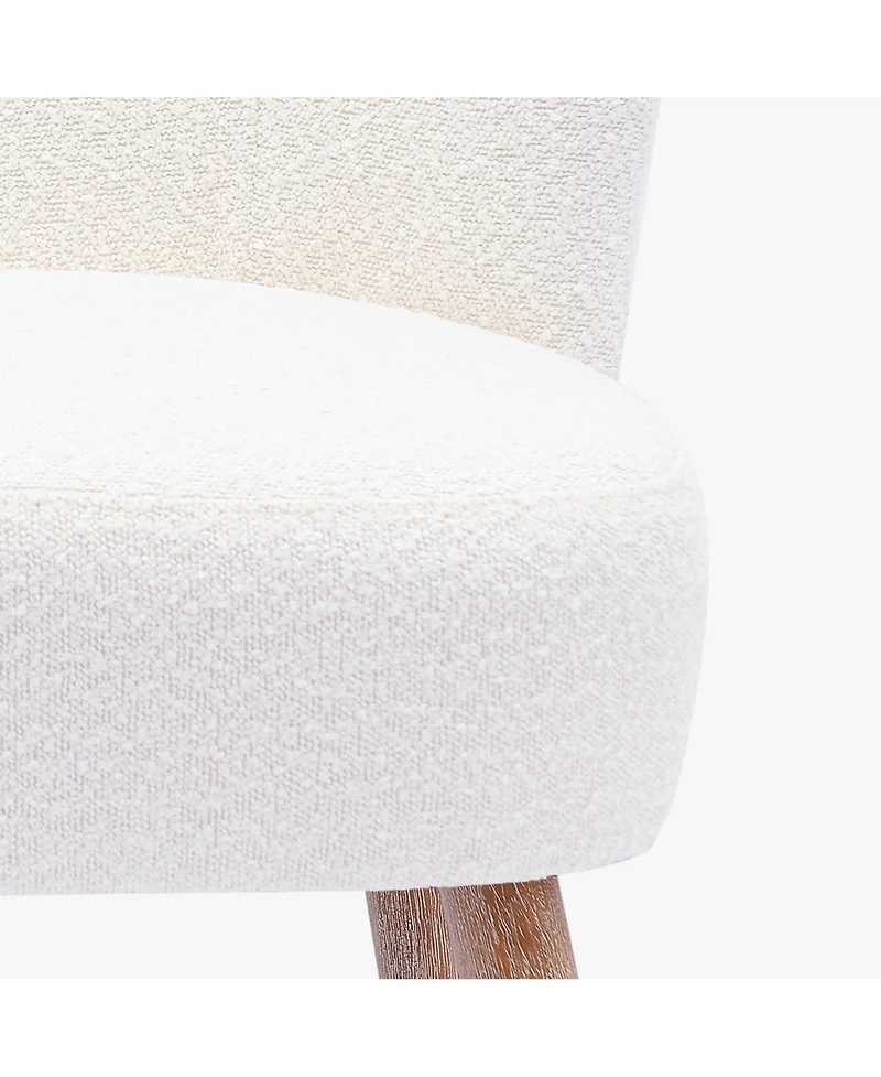 25.5" Wide Upholstered Boucle Accent Chair with Ottoman Foot Stool Set