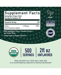 Organic Liquid Nascent Iodine Drops | Iodine Supplement for Thyroid, Energy & Metabolism Support | 2 Fl Oz | 500 Servings | Usda Certified Organic, Hi