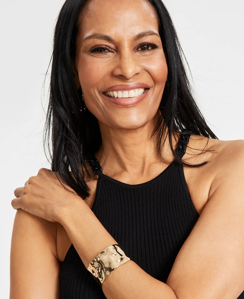 I.n.c. International Concepts Gold-Tone Hammered Cuff Bracelet, Exclusively at Macy's