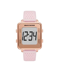 Skechers Women's Naylor Digital, Rose Gold-Tone Alloy Watch, Pink
