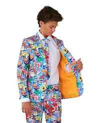 OppoSuits Big Boys SpongeBob Frenzy Slim Fit Suit Set Including Blazer, Pants and Clip-On-Tie