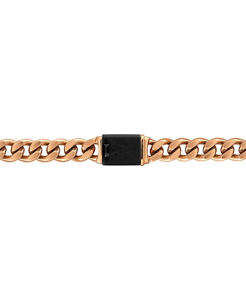 Bulova Black & Rose Gold-Tone Ip Stainless Steel Link 22" Necklace