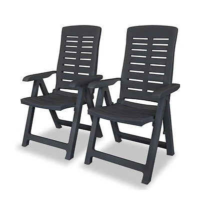 Reclining Patio Chairs 2 pcs Plastic Anthracite