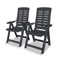 Reclining Patio Chairs 2 pcs Plastic Anthracite