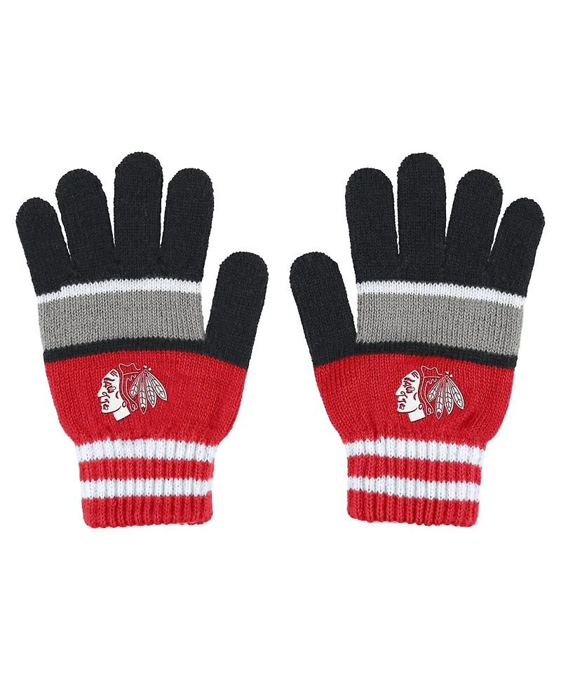 Women's Wear by Erin Andrews Chicago Blackhawks Stripe Glove and Scarf Set