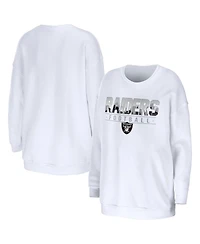 Women's Wear by Erin Andrews White Las Vegas Raiders Domestic Pullover Sweatshirt
