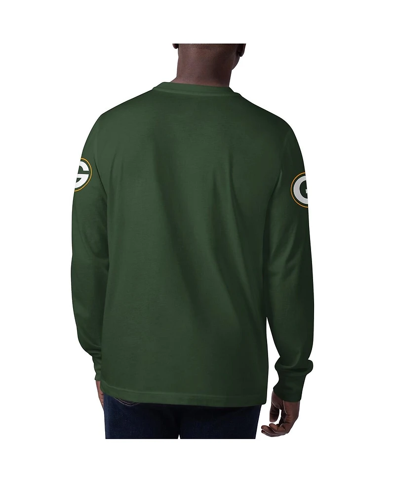 Men's Starter Green Green Bay Packers Clutch Hit Long Sleeve T-shirt