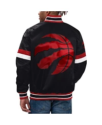Men's Starter Black Toronto Raptors Home Game Satin Full-Snap Varsity Jacket