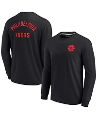 Men's and Women's Fanatics Signature Black Philadelphia 76ers Super Soft Long Sleeve T-shirt