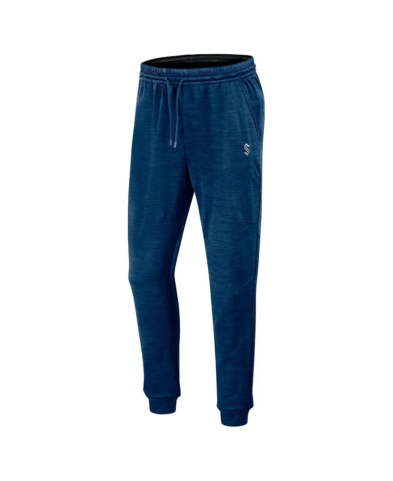 Men's Fanatics Heather Deep Sea Blue Seattle Kraken Authentic Pro Fleece Sweatpants