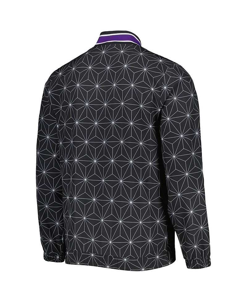 Men's Starter Black Los Angeles Lakers In-Field Play Fashion Satin Full-Zip Varsity Jacket