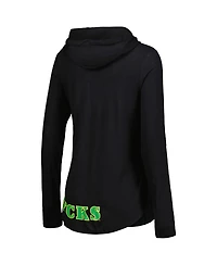 Women's Colosseum Black Oregon Ducks My Lover Lightweight Hooded Long Sleeve T-shirt