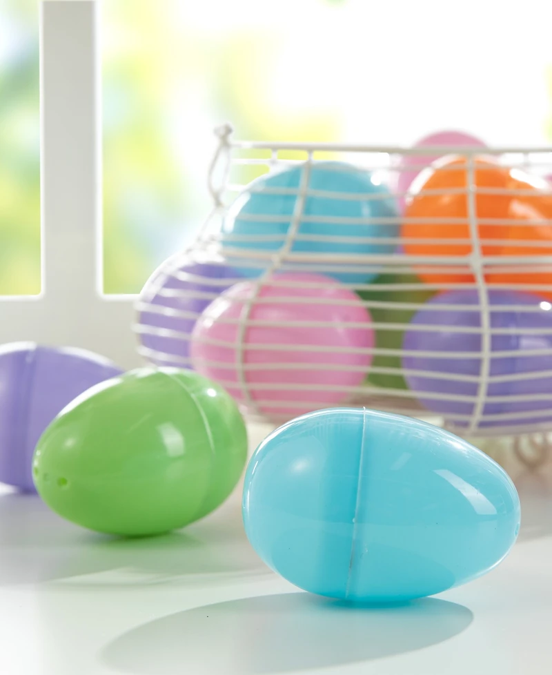 Glitzhome 60 Pack 3" H Easter Plastic Fillable Eggs in 6 Assorted Colors, 10 of Each