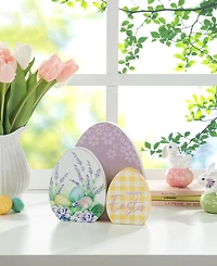 Glitzhome 7.75" H Easter Wooden Eggs Table Decor