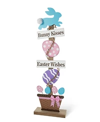 Glitzhome 35.5" H Easter Wooden Bunny and Eggs Porch Decor