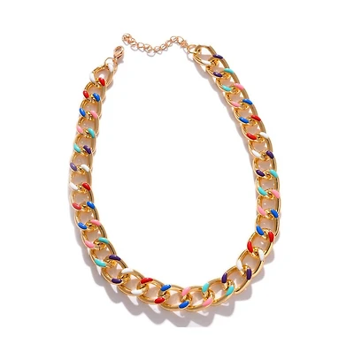 Sohi Women's Gold Metallic Chainlink Necklace