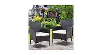 Set of 2 Rattan Patio Cushioned Chairs