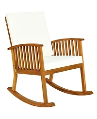 Outdoor Acacia Wood Rocking Chair with Detachable Washable Cushions