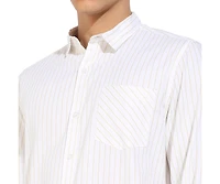 Campus Sutra Men's White Chalk Striped Shirt