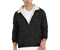 Campus Sutra Men's Charcoal Grey Heathered Jacket With Fleece Detail