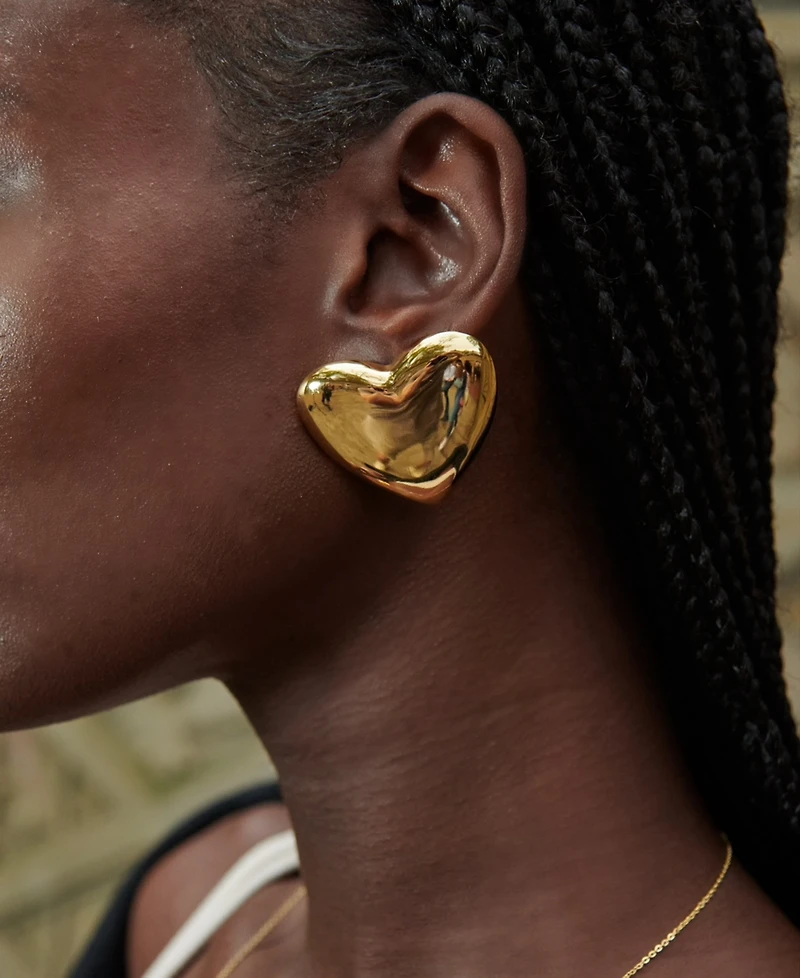 Oma The Label Vintage Heart Statement Stud Earrings