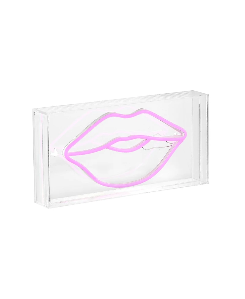 Jonathan Y Lips Contemporary Glam Acrylic Box Usb Operated Led Neon Light