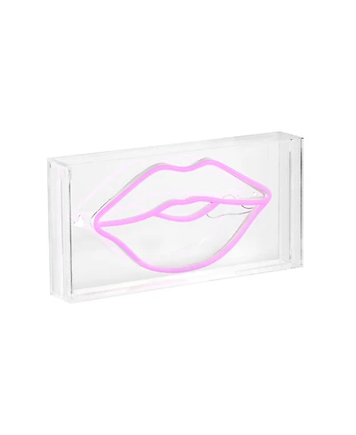 Jonathan Y Lips Contemporary Glam Acrylic Box Usb Operated Led Neon Light