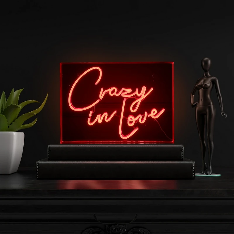 Jonathan Y Crazy In Love Contemporary Glam Acrylic Box Usb Operated Led Neon Light