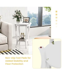 2-Tier End Table 18'' Round Compact Sofa Side Nightstand with Storage Shelf