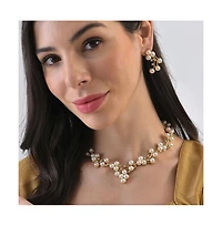 Sohi Women's Gold Pearl Cluster Jewelry Set