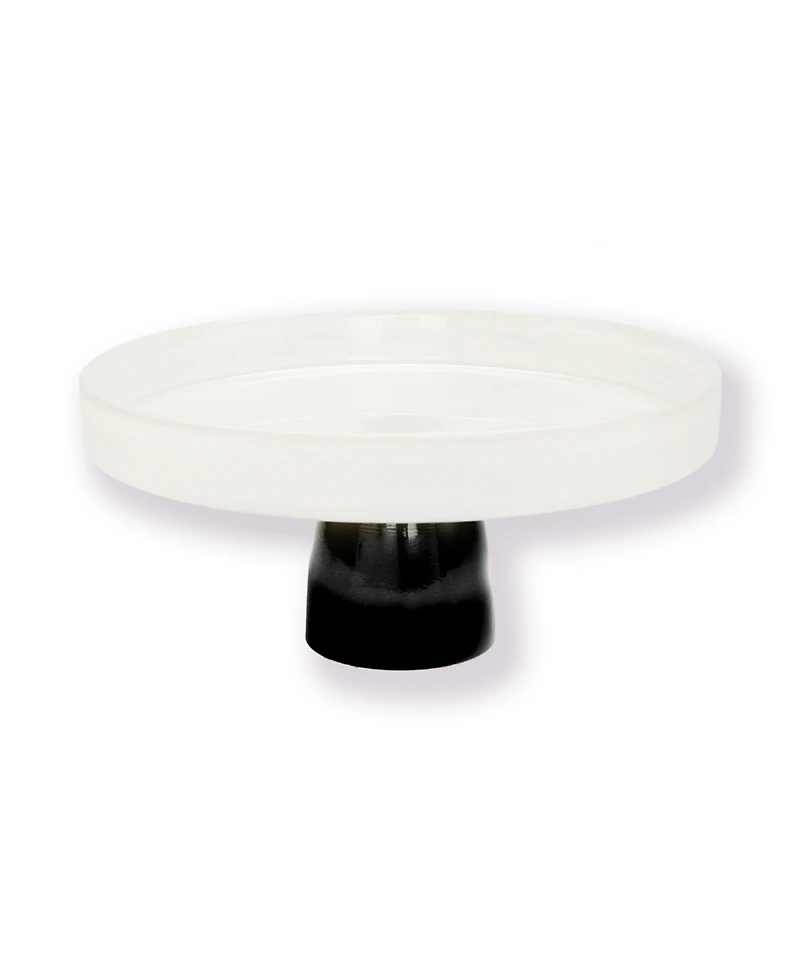 Classic Touch Glass Cake Plate on Black Stem, 9.5" D