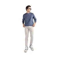 Campus Sutra Men's Blue Textured Knit Pullover Sweater