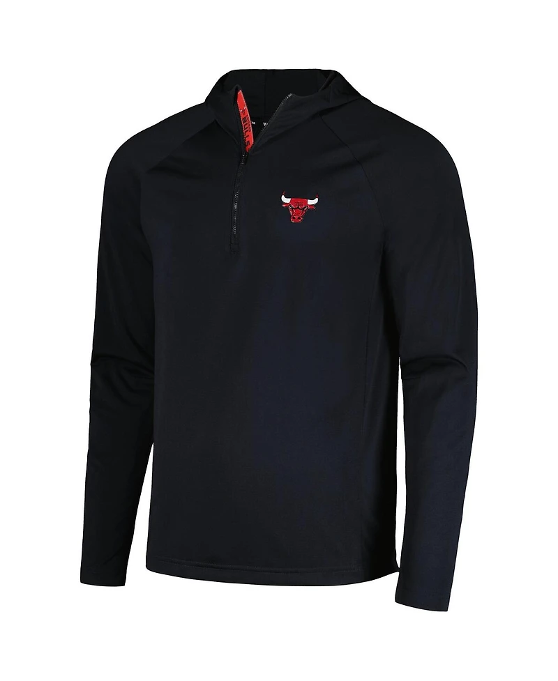 Men's LevelWear Black Chicago Bulls Zander Hoodie Raglan Quarter-Zip Top