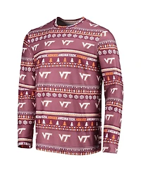 Men's Concepts Sport Maroon Virginia Tech Hokies Ugly Sweater Long Sleeve T-shirt and Pants Sleep Set