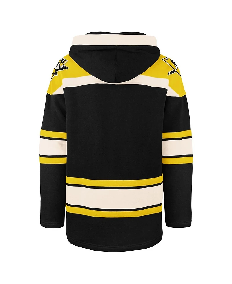 Men's '47 Brand Black Pittsburgh Penguins Big and Tall Superior Lacer Pullover Hoodie