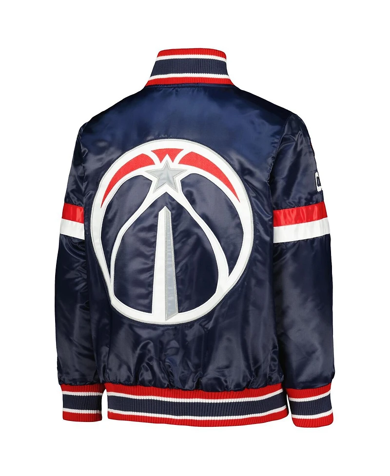 Big Boys Starter Navy Washington Wizards Home Game Varsity Satin Full-Snap Jacket
