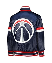 Big Boys Starter Navy Washington Wizards Home Game Varsity Satin Full-Snap Jacket