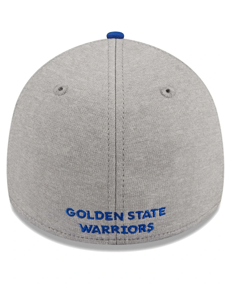 Men's New Era Gray, Royal Golden State Warriors Striped 39THIRTY Flex Hat