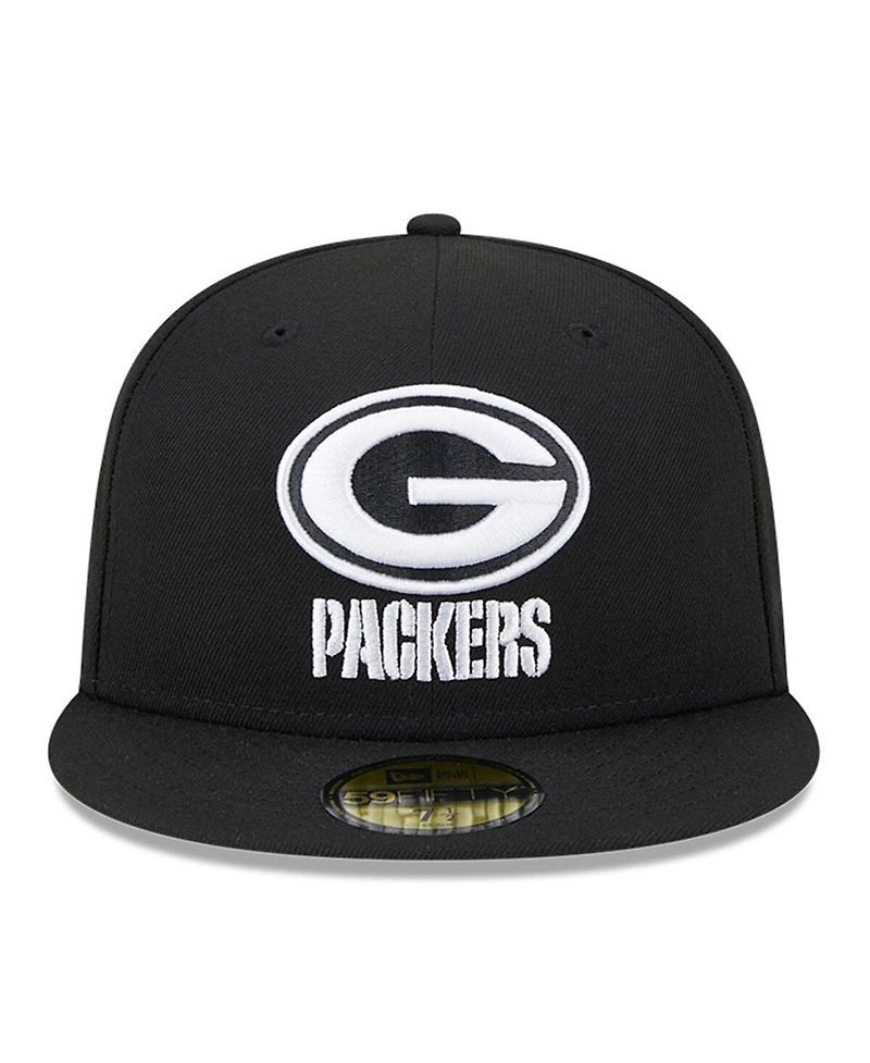Men's New Era Black Green Bay Packers Main Patch 59FIFTY Fitted Hat