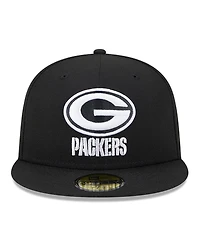 Men's New Era Black Green Bay Packers Main Patch 59FIFTY Fitted Hat