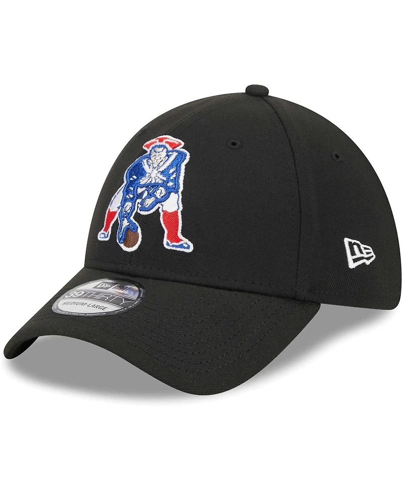 Men's New Era Black England Patriots Throwback Main 39THIRTY Flex Hat
