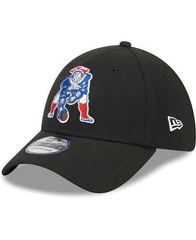 Men's New Era Black England Patriots Throwback Main 39THIRTY Flex Hat