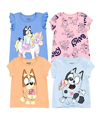 Toddler| Child Bluey Girls 4 Pack T-Shirts
