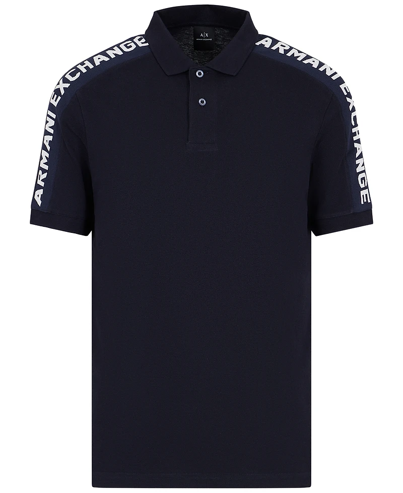 A|X Armani Exchange Men's Cotton Short Sleeve Logo-Trim Polo Shirt