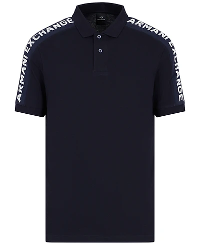 A|X Armani Exchange Men's Cotton Short Sleeve Logo-Trim Polo Shirt